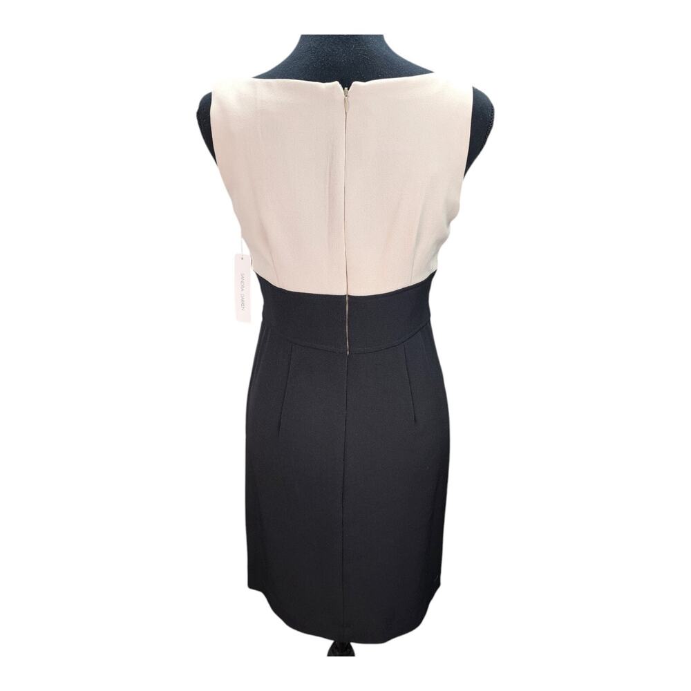 NWT Sandra Darren Petite 4P Black Tan Knit Shift Dress Lined Career Office Churc - Picture 4 of 15